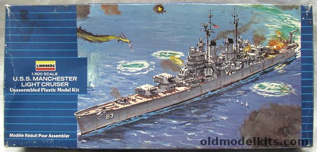 Lindberg 1/600 USS Manchester CL83 Light Cruiser, 1723 plastic model kit